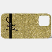 Trendy Metallic Glitzer Gold Light Mit Monogramm Case-Mate iPhone Hülle (Rückseite (Horizontal))