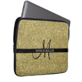 Trendy Metallic Glitzer Gold Light Mit Monogramm Laptopschutzhülle (Vorne Rechts)