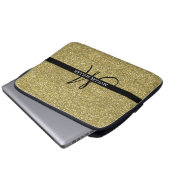 Trendy Metallic Glitzer Gold Light Mit Monogramm Laptopschutzhülle (Vorne Knopf)