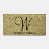 Trendy Metallic Glitzer Gold Light Mit Monogramm Schreibtischunterlage (Vorderseite)