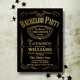 Trendy Metallic Gold Typografy Bachelor Party Einladung