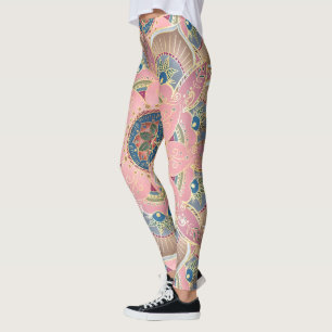 Trendy Metallic Gold und Pink Mandala Design Leggings