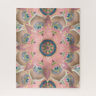 Trendy Metallic Gold und Pink Mandala Design Puzzle