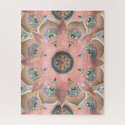 Trendy Metallic Gold und Pink Mandala Design Puzzle (Vertikal)