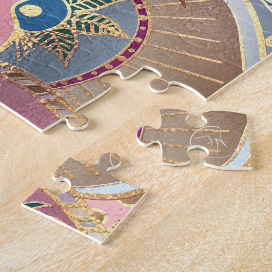 Trendy Metallic Gold und Pink Mandala Design Puzzle (Seite)