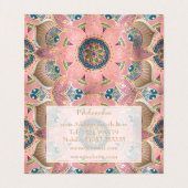 Trendy Metallic Gold und Pink Mandala Design Visitenkarten (Innenseite Aufgefaltet)