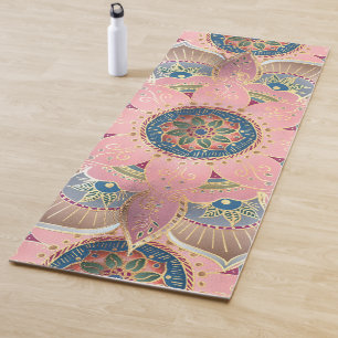 Trendy Metallic Gold und Pink Mandala Design Yogamatte