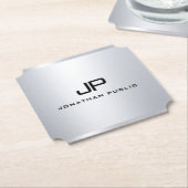 Trendy Metallic Look Imitat Silver Monogram Templa Untersetzer (angewinkelt)
