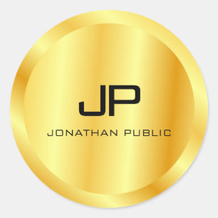 Trendy Metallic Look Imitate Gold Monogram Templat Runder Aufkleber