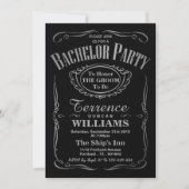 Trendy Metallic Silver Typografy Bachelor Party Einladung (Vorderseite)