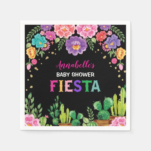 Trendy Mexican Floral Fiesta Birthday Baby Shower Serviette (Vorderseite)