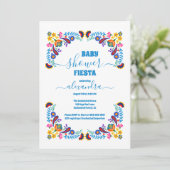 Trendy Mexican Floral Fiesta Girl Baby Dusche Einladung (Stehend Vorderseite)
