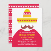 Trendy Mexican Sombrero Mustache Fiesta Party Einladung (Vorne/Hinten)