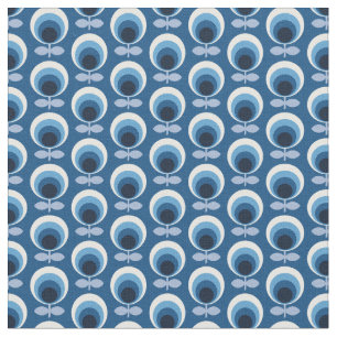 Trendy Mid Century Modern Blue Floral Stoff