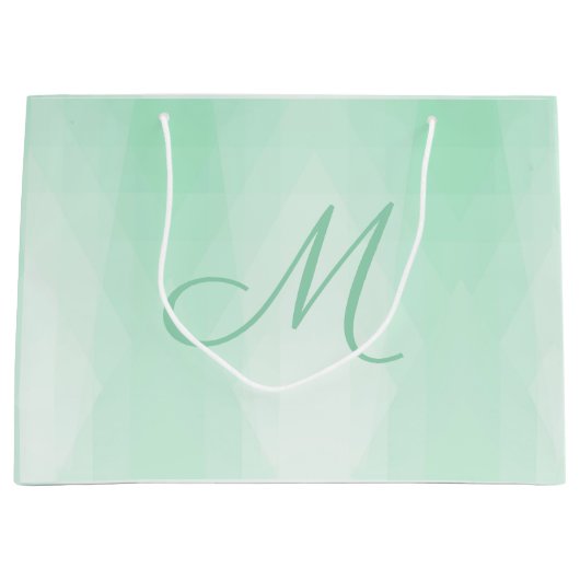 Trendy Mini Green Mit Monogramm Modern Template Große Geschenktüte (Vorderseite)