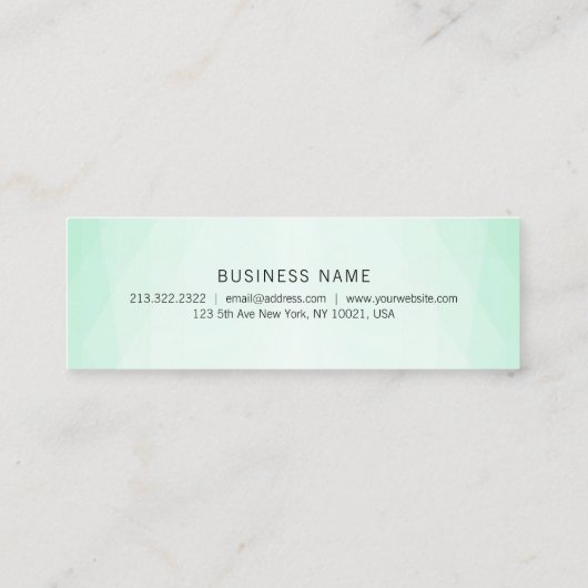 Trendy Mini Green Moderne Minimalistische Vorlage Mini Visitenkarte (Rückseite)
