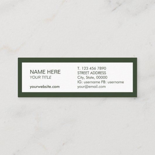 Trendy Mini Visitenkarte (Rückseite)