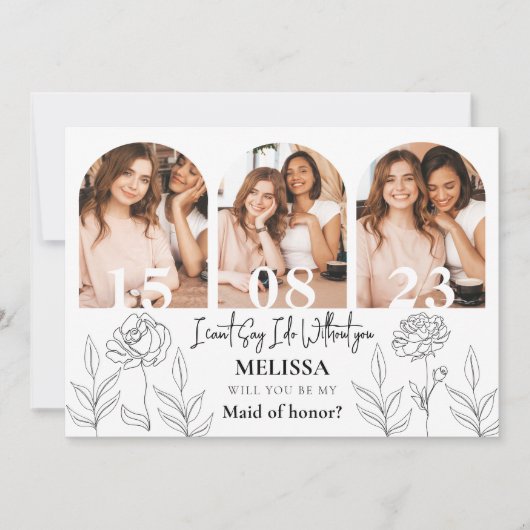 Trendy Minimal Bridesmaid Vorschlag Card Einladung (Vorderseite)