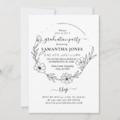 Trendy Minimal Foliage Foto Abschluss Einladung (Vorderseite)