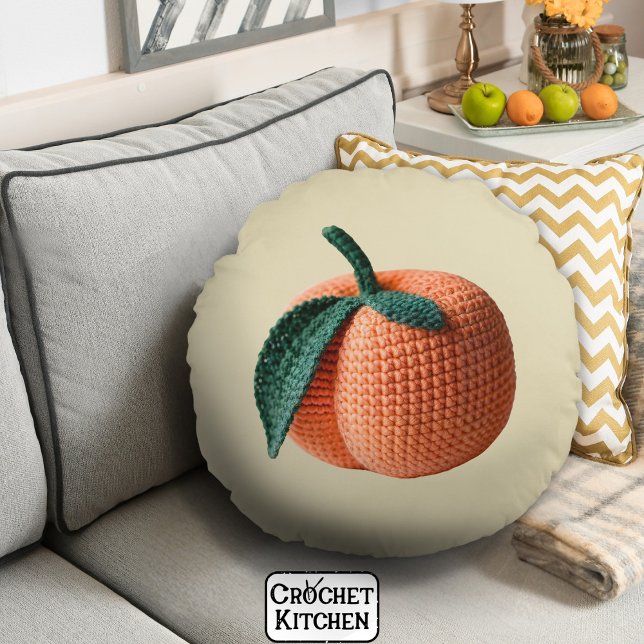 Trendy Minimal Modern Amigurumi Crochet Peach Rundes Kissen (Von Creator hochgeladen)