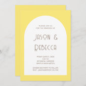 Trendy Minimal Pastellgelb in einer Hochzeit Einladung (Vorne/Hinten)