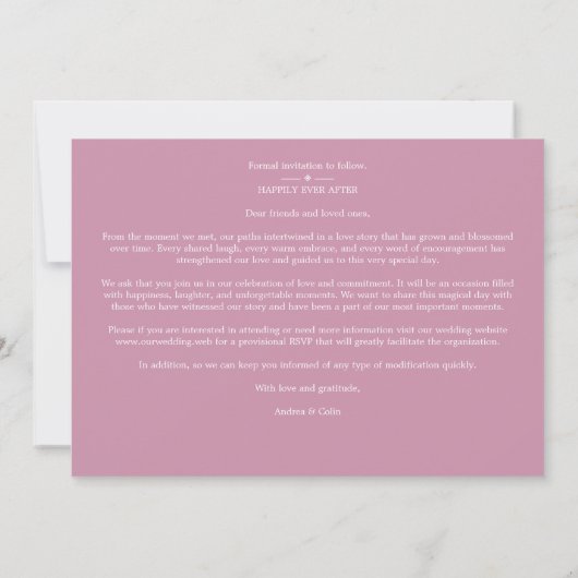 Trendy Minimal Pink/White 5 Multi Photos Collage Save The Date (Rückseite)