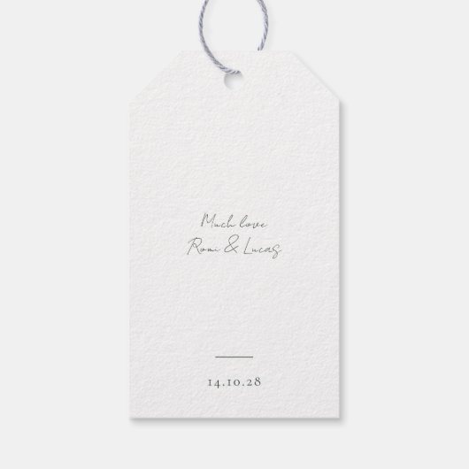 Trendy Minimal Script Wedding Vielen Dank Geschenkanhänger (Rückseite)