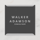 Trendy Minimal Silver & Matte Black Quadratische Visitenkarte (Vorderseite)