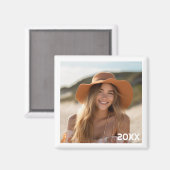 Trendy Minimaler Foto-Design mit Jahr Magnet (Vorderseite/Rückseite)