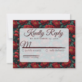 Trendy Minimalist Peonies Fall Wedding RSVP Karte