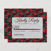 Trendy Minimalist Peonies Fall Wedding RSVP Karte (Vorne/Hinten)