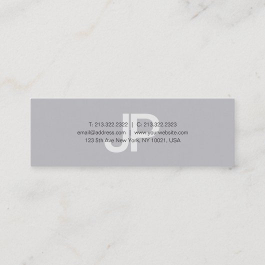 Trendy Minimalistic Chic Design Monogram Modern Mini Visitenkarte (Rückseite)