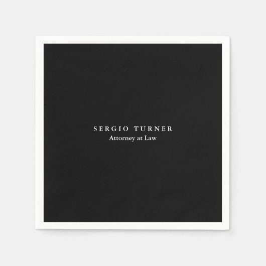 Trendy Minimalistisch Beruflich Black Serviette (Vorderseite)