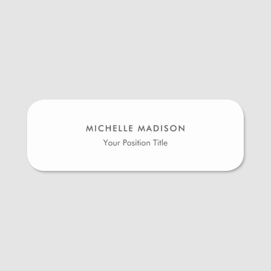 Trendy Minimalistisch Beruflich Schlicht Namensschild (Vorderseite)