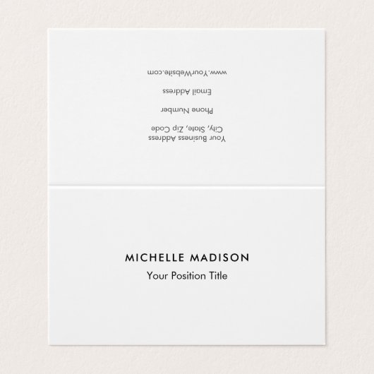 Trendy Minimalistisch Beruflich Schlicht Visitenkarten (Außenseite Aufgefaltet)