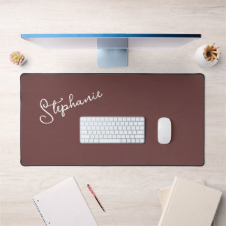 Trendy Minimalistisch Brown Script Personalisiert  Schreibtischunterlage