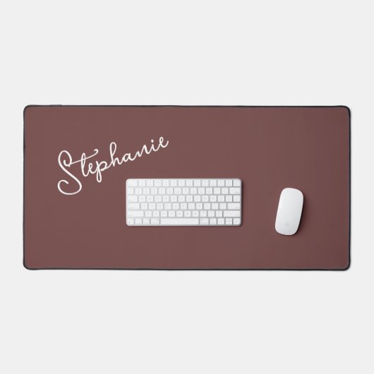 Trendy Minimalistisch Brown Script Personalisiert  Schreibtischunterlage (Tastatur & Maus)