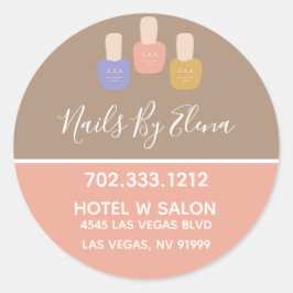 Trendy Minimalistisch Colorblock Nail Salon Busine Runder Aufkleber