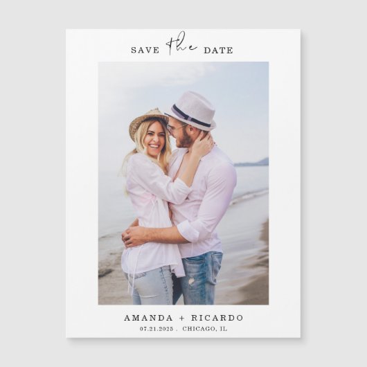 Trendy Minimalistisch Foto Wedding Announcement Ma Magnetkarte (Vorderseite)