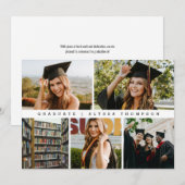 Trendy Minimalistisch Graduate Foto Grid Abschluss Dankeskarte (Vorne/Hinten)
