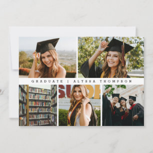 Trendy Minimalistisch Graduate Foto Grid Abschluss Dankeskarte