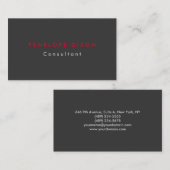 Trendy Minimalistisch Gray Red Beruflich Visitenkarte (Vorne/Hinten)