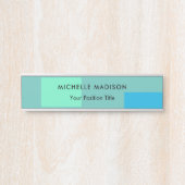 Trendy Minimalistisch Green Blue Türschild (Vorderseite )