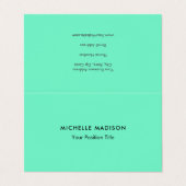 Trendy Minimalistisch Green Blue Visitenkarten (Außenseite Aufgefaltet)