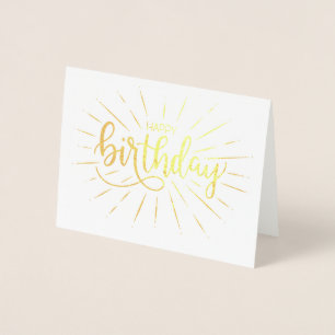 Trendy Minimalistisch Letters Birthday Gold Rays Folienkarte