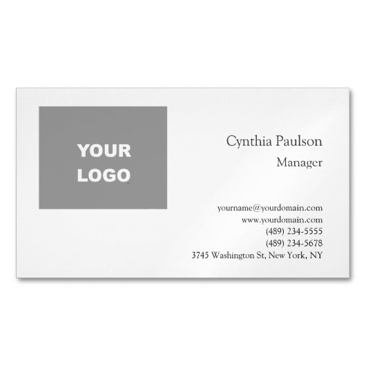 Trendy Minimalistisch Modern Add Your Logo Magnetische Visitenkarte (Vorderseite)
