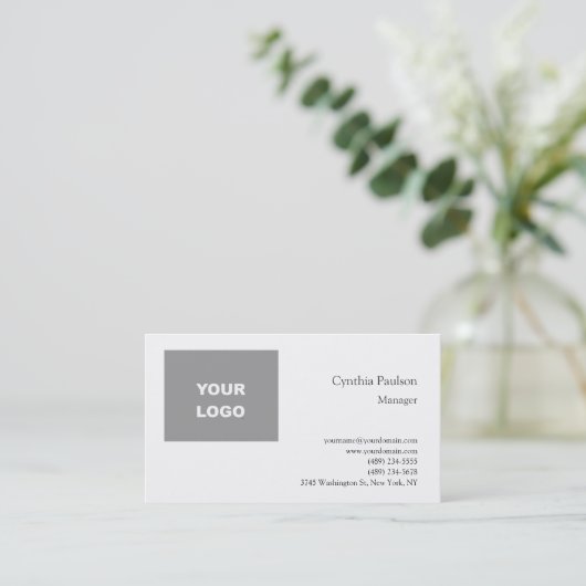 Trendy Minimalistisch Modern Add Your Logo Visitenkarte (Stehend Vorderseite)