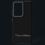 Trendy Minimalistisch Modern Black Script Individu Samsung Galaxy Hülle<br><div class="desc">Ein schlichtes, stylisches individuelle Name Typografie-Design in einem lässigen Skript-Schriftart in einfarbigen monochromen Schwarz-Weiß. Das perfekte Objekt für den Minimalisten. Ein auf Trend maßgeschneidertes Geschenk oder Accessoire für jeden Anlass. Debra Valencia, eine visionäre Oberflächenmuster-Künstlerin, Produktdesignerin und Unternehmerin mit Leidenschaft für Weltreisen, Handwerkstraditionen, Pop-Kunst und Mode-Trend, hat ihren eigenen Stil in...</div>