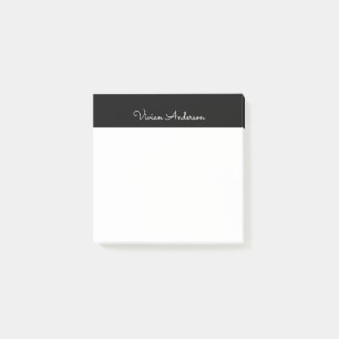 Trendy Minimalistisch Modern Black Script Name Post-it Klebezettel