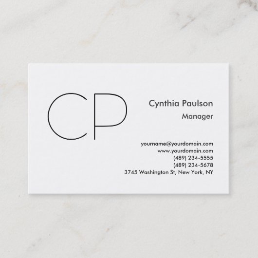 Trendy Minimalistisch Modern Monogram Schlicht Visitenkarte (Vorderseite)
